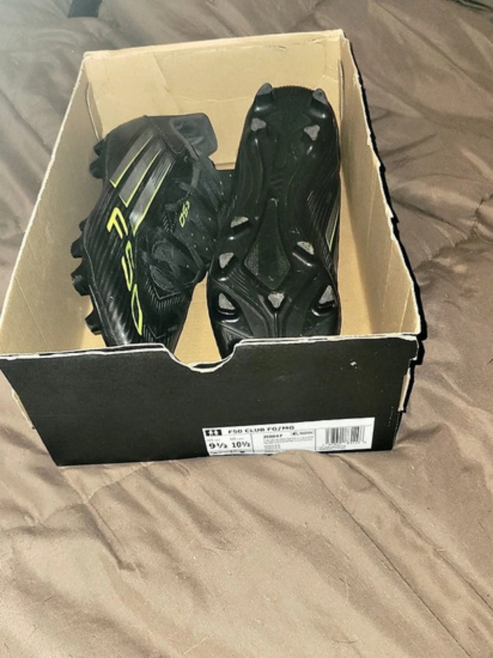Adidas F50 Club FG/MG Athletic Shoes Black & Green US 9